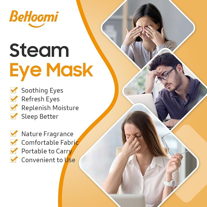 20 Packs Steam Eye Mask, Heated Eye Mask Warm Compress for Eyes, Disposable Self Heating Steam Mask Sleep, Spa, Travel Essentials & Relaxation Gifts for Women, Stocking Stuffers (Sweet Orange)