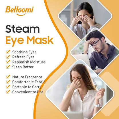 20 Packs Steam Eye Mask, Heated Eye Mask Warm Compress for Eyes, Disposable Self Heating Steam Mask Sleep, Spa, Travel Essentials & Relaxation Gifts for Women, Stocking Stuffers (Sweet Orange)