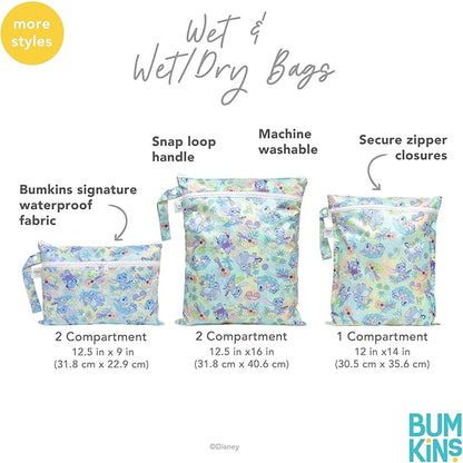 Bumkins - Waterproof Wet Bag & Wet/Dry Clutch Bags - For Beach, Baby, Travel, Swim Suit, Cloth Diapers, Pump Parts, Pool, Gym, Toiletries - Reusable & Easy to Clean - Aloha Stitch - 2 Pack
