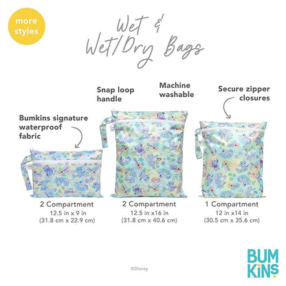 Bumkins Disney Waterproof Wet Bag for Baby, Travel, Swim Suit, Cloth Diapers, Pump Parts, Pool, Gym Clothes, Toiletry, Strap to Stroller, Daycare, Zip Reusable Bag, Packing Pouch, Winnie the Pooh