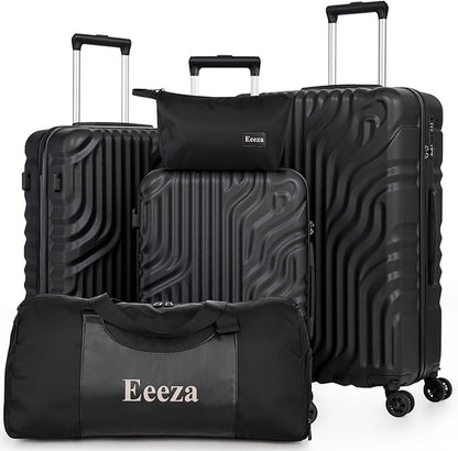 Luggage Sets Suitcase Sets 5 Piece Luggage Sets Suitcase with ABS Hard Shell Lightweight TSA Lock and Double Rotatable Detachable Wheels(Black,20"/24"/28"/DB/TB)