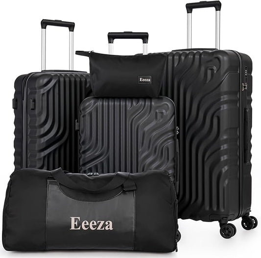 Luggage Sets Suitcase Sets 5 Piece Luggage Sets Suitcase with ABS Hard Shell Lightweight TSA Lock and Double Rotatable Detachable Wheels(Black,20"/24"/28"/DB/TB)