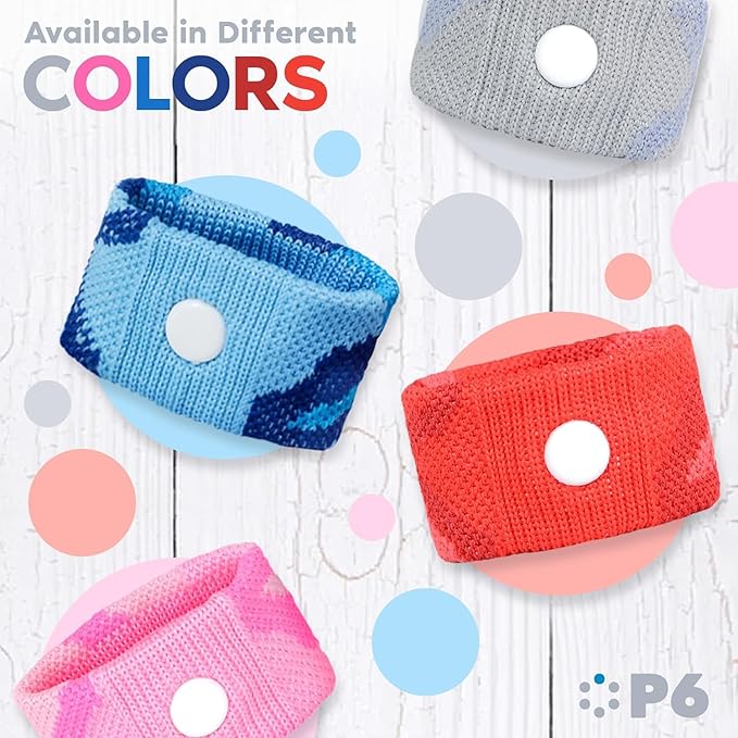 P6 Motion Sickness Bands for Kids Children’s Wristbands for Anti Nausea Sea Cruise Travel Car Sickness All-Natural Non Drowsy Relief Acupressure Treatment (2 Pack, Blue - Blue)