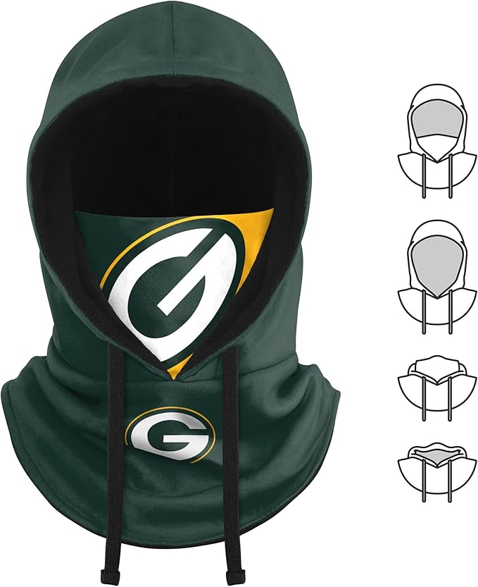 NFL Team Logo Team Color Drawstring Winter Cap Hooded Gaiter Balaclava Face Cover