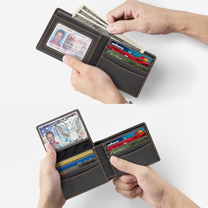 Zitahli Wallet for Men 12 Card Holder Slim Rfid Leather 2 ID Window Wallets With Gift Box Men's Accessories
