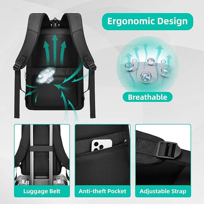 Slim Laptop Backpack for Men 15.6 inch Mens Computer Backapcks Small Travel Backpack Lightweight Waterproof Anti Theft Business Carry on Bag with USB Charging Port for Work Office College