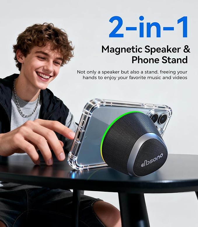White Elephant Gifts Portable Speaker: Stocking Stuffers for Teens Adults Men Women, Loud Sound Bluetooth Speakers Phone Stand Accessories, Birthday Christmas Ideas Gift Boy Girl Trendy Stuff-Black