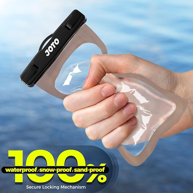 JOTO Up to 7" Universal Waterproof Phone Case for iPhone 17 Air 16 15 14 13 12 11 Plus Pro Max, IPX8 Cellphone Dry Bag XR X SE, Galaxy S23 S22 S21 S20+ S20 S10 Plus Note, Pixel -CrystalBlack