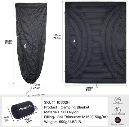 iClimb 3M Thinsulate Insulation Warm Camping Blanket Ultralight Compact