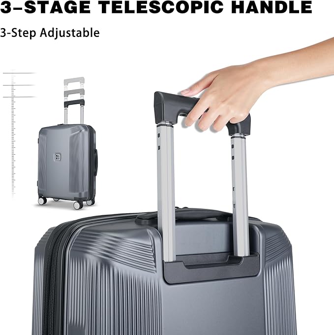 20 Inch Lightweight Expandable Carry On Luggage, PC Hardside Suitcase with Spinner Wheels & TSA Lock, Carry-on 20-Inch, Gray