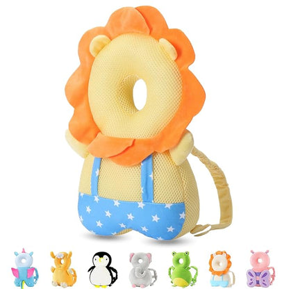 JunNeng Baby Head Protector Backpack, Toddler Walking Fall Head Protection, Yellow Lion Mesh