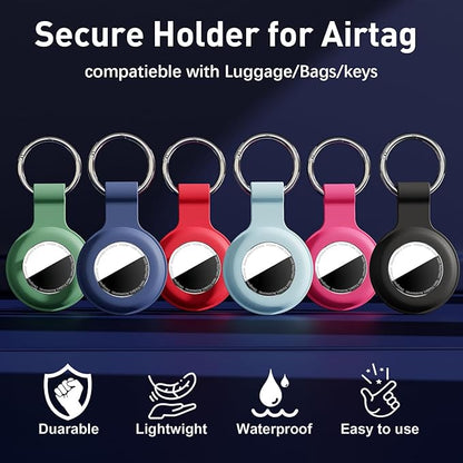 Waterproof for AirTag Holder Case Keychain for Air Tag Key Ring [PC+Silicone] Compatible with AirTags, Tags Chain for GPS Item Finders Accessories, for Pets, Kids, Luggages, Pink