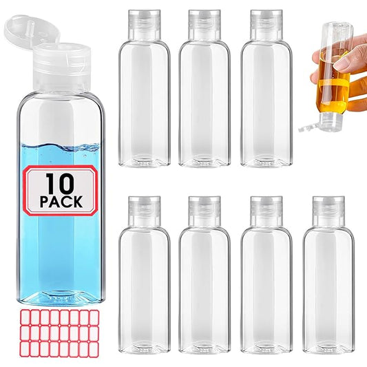 10 Pack Empty 3.4 oz Travel Bottles Tsa Approved Leakproof Plastic Squeezable Small Bottles for Toiletries Liquids Travel Essentials with Flip Cap