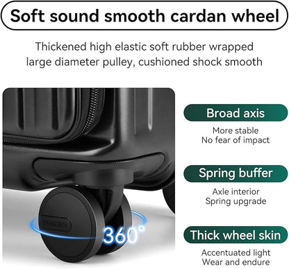 ROAMING 20 Inch Carry On Luggage Hard Shell Suitcases with Wheels Cup Holder Tsa Approved Luggage Suitcase Travel Luggage for Women Men Rolling Luggage Bags for Business Trip Weekender-Black