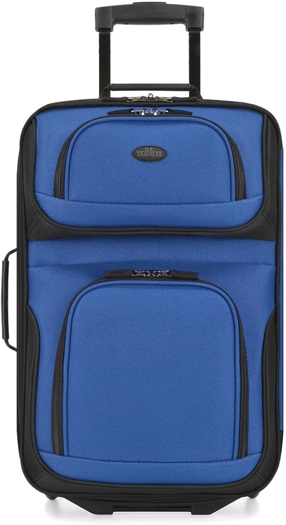 U.S. Traveler Rio Lightweight Softside Rolling Carry-on Suitcase, 2-Wheel Single, Royal Blue