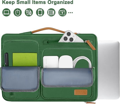 MOSISO 360 Protective Laptop Case 16 inch, 15-15.6 inch Laptop Sleeve Compatible with MacBook Pro 16, HP, Acer, Dell, Lenovo, ASUS, Side Open Carrying Case with 4 Zipper Pockets&Handle, Jungle Green