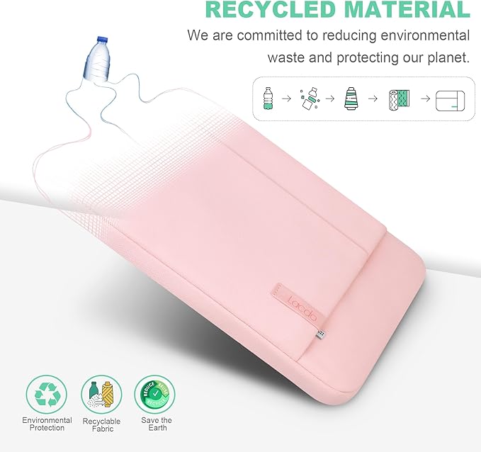 Lacdo Laptop Sleeve for Women, 14 Inch Laptop Sleeve Case for HP Lenovo Dell ASUS Acer Chromebook 14 / HP Stream 14 / Dell Inspiron 14 / Lenovo IdeaPad 14 / Acer Spin 3 / ZenBook 14 Computer Bag, Pink