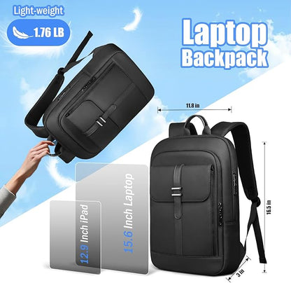 hk Slim Laptop Backpack, 15.6 Inch Anti-Theft Waterproof Bag for Men & Women, Lightweight Computer Backpack for Daily Commute, Work, College, or Travel, 16.5 * 11.8 * 2.8 in, 1.6 lbs