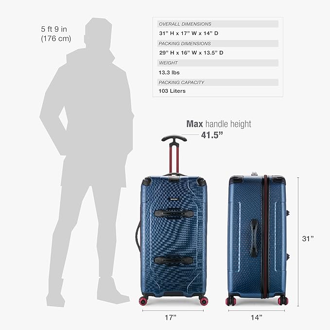 Traveler's Choice Maxporter II 30" Hardside Spinner Trunk Luggage, TSA Lock, Navy