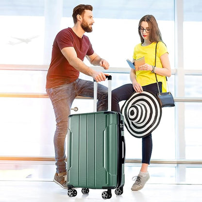 Merax Luggage Sets 3 Piece, Hardshell ABS Lightweight Durable Suitcases with Double Spinner Wheels, Green, 20/24/28 Inch