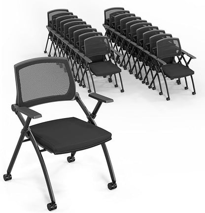 VINGLI 20 Pack Stackable Conference Room Chairs, Folding Office Chair, Capacity 350lbs, Black
