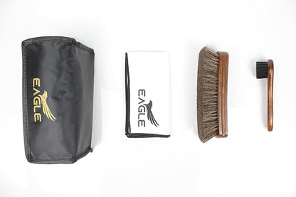 Eagle Shoe Shine Brush Kit 5-Piece Leather Care Set with Horsehair Brush, Daubers, Shine Sponge & Polishing Cloth for Shoes, Boots, Bags & Accessories