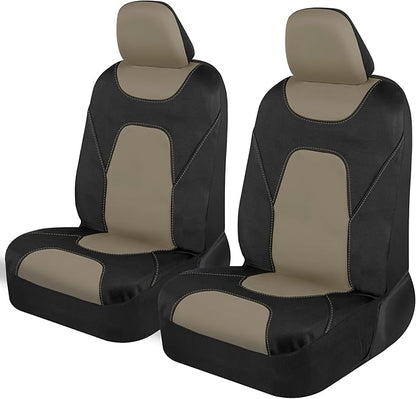 Motor Trend Waterproof Car Seat Covers Full Set – Black & Beige Seat Covers for Car Front & 60/40 Split Back Bench - Carseat Cover for Trucks, SUV - Universal Fit for Most Regular Size Vehicles