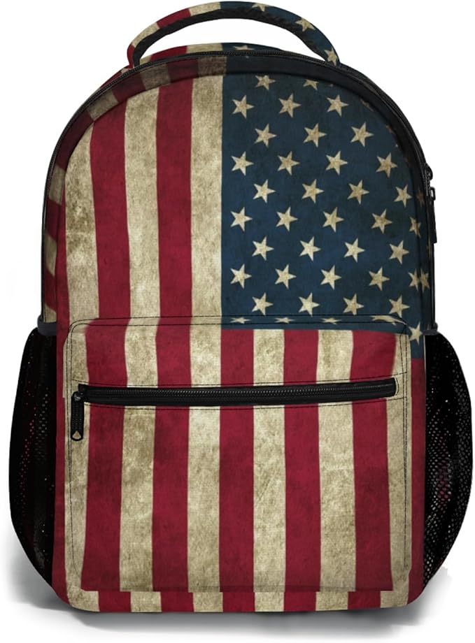 American Flag Baseball Print Backpack, Laptop Backpack with Multiple Pockets for Adult Hiking Travel Work 17 Inch