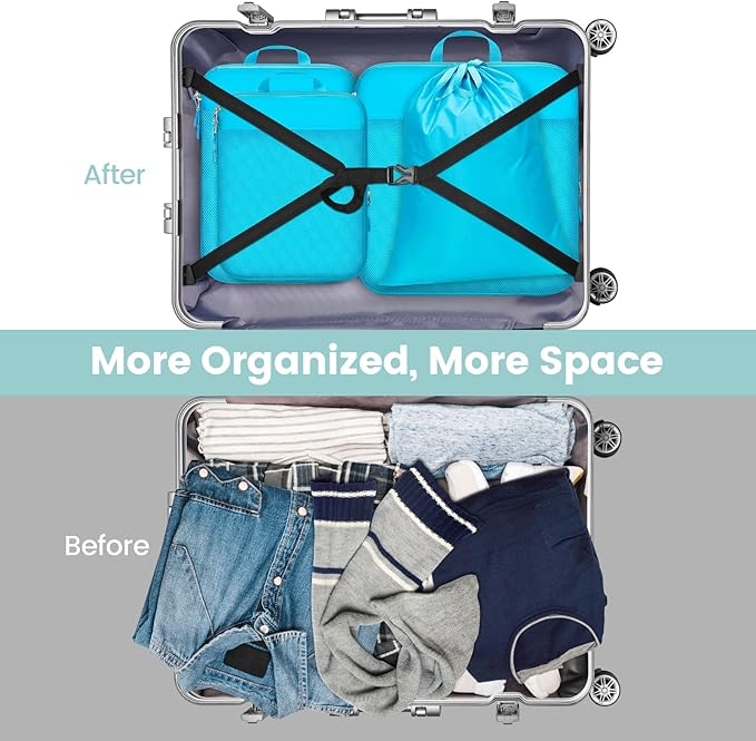 Cambond Compression Packing Cubes for Travel Women - Expandable Travel Bags Luggage Organizers Travel Essentials Compression Cubes for Travel Carry on Suitcases Organizer