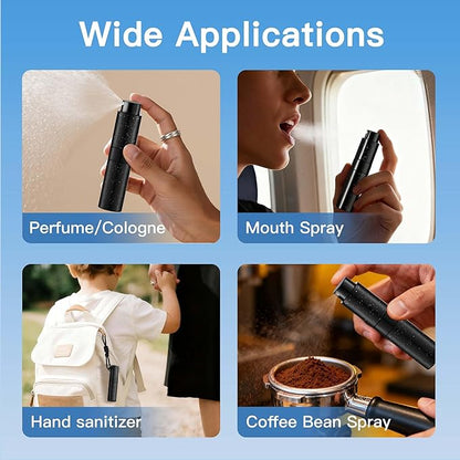Keychain Travel Perfume Bottle - Refillable Cologne Spray Atomizer Mini - Small Travel Size Essentials for Sprayer Empty Container - Portable EDC Airplane Gadgets Gift for Men 8ml Black