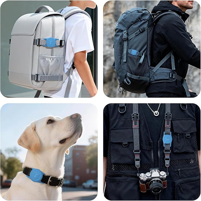 for AirTag Dog Collar Holder, Dog Air Tag Holder, IP68-Waterproof | Lightweight Silicone | Anti-Lost | Ultra-Durable | Compatible with Apple AirTags (Bule)