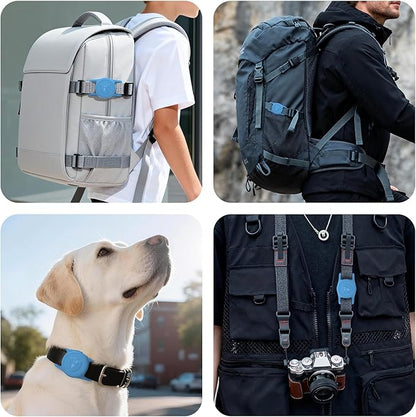 for AirTag Dog Collar Holder, Dog Air Tag Holder, IP68-Waterproof | Lightweight Silicone | Anti-Lost | Ultra-Durable | Compatible with Apple AirTags (Bule)