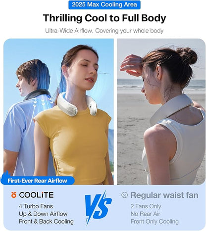 TORRAS COOLiFY Lite Neck Fan, Industry’s Strongest Power, Portable Neck Fan with 14H Battery, 360° Cooling Neck Fan, Lightweight & Foldable Neck Fans for Outdoor, Travel, Gifts for Dad, Women, Black