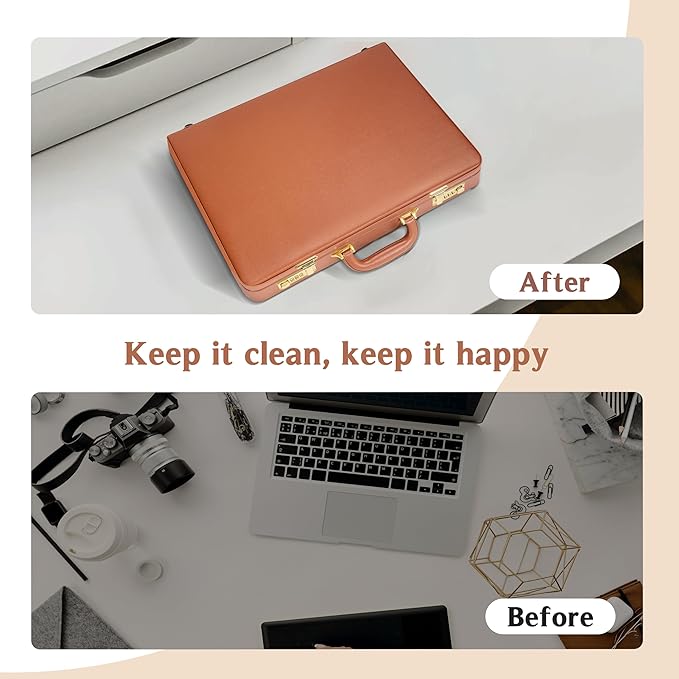Briefcases for Men, Professional Leather Briefcase with Lock, Hard Shell Business Brief Case, Durable Executive Attache Case for Laptop Documents, Mens Hard Briefcase for Work Office Travel