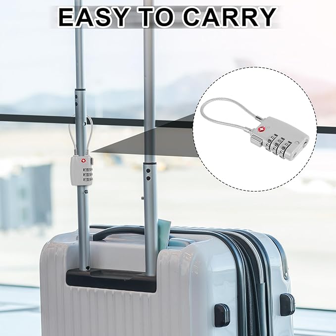 5 Pack TSA Locks for Luggage TSA Approved Luggage Locks 3 Digit Combination TSA Travel Locks Portable Cable Padlocks Zinc Alloy Body Suitcase Locks for Travel Bag Suitcase Backpack Lockers,Silver