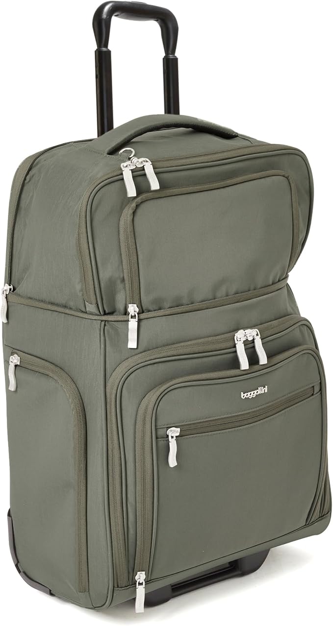 Baggallini Expandable Underseat Carry-On - Lightweight Travel Luggage Carry On Weekender with Wheels