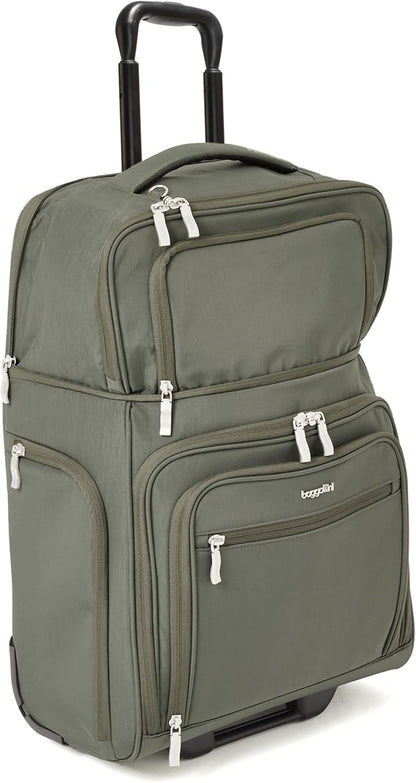 Baggallini Expandable Underseat Carry-On - Lightweight Travel Luggage Carry On Weekender with Wheels