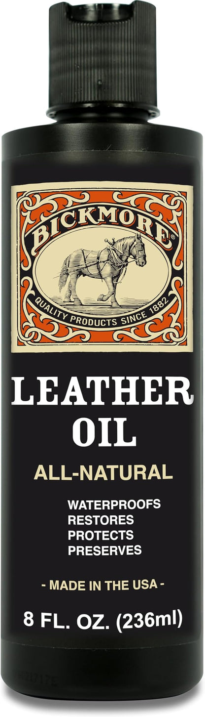 Bickmore Leather Oil Leather Conditioner 8oz | Waterproofs, Protects, and Restores Boots, Jackets, Auto, Furniture, and All Leather Goods | Made in The USA