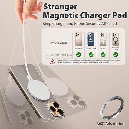 [Apple MFi Certified] Long Magnetic Wireless Charger for iPhone 17 16e, 10FT 2Pack Fast Charger for Apple MagSafe Charger, Wireless Mag-Safe Charging Pad for iPhone 17/17 Air/16 Pro Max/15/14/13/12