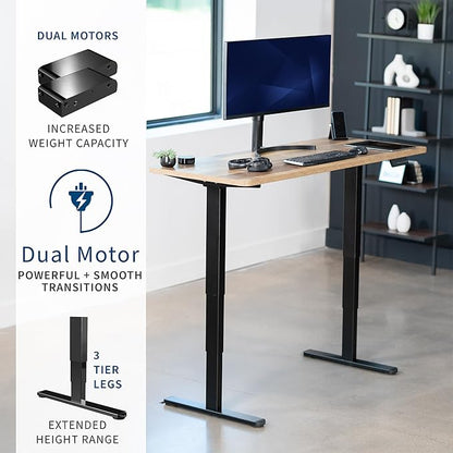 VIVO Electric 60 x 24 in Dual Motor Sit Stand Desk, Memory Height Adjustment, 2B Series, Reclaimed Wood Top Black Frame, DESK-KIT-2B6P