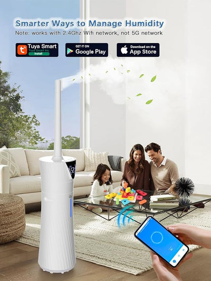 17L/4.5Gal Humidifier Large Room, Smart Quiet Ultrasonic Cool Mist Humidifiers for Bedroom, Covers 2000ft², 56H Runtime, 24H Timer, 3 Mist Modes Humidifiers for Home, Office, Plants, White