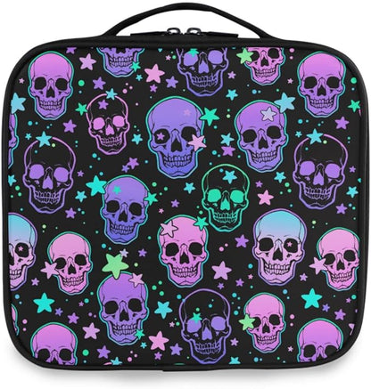 MNSRUU Women Makeup Bag Stars Purple Skulls Makeup Bag Organizer Travel Cosmetic Bag for Teenage Girl Clear Make Up Bags with Zipper