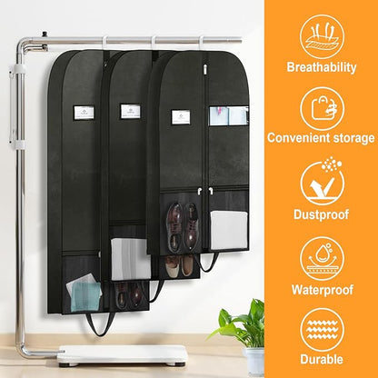 Travel Garment Suit Bag for Hanging Clothes, Suit bags for Closet Storage with Pockets Gusseted Garment bag for Men Suits Shirts Tuxedos Dresses, Suit Cover Bags With Handles and Zipper 43" 2 pack