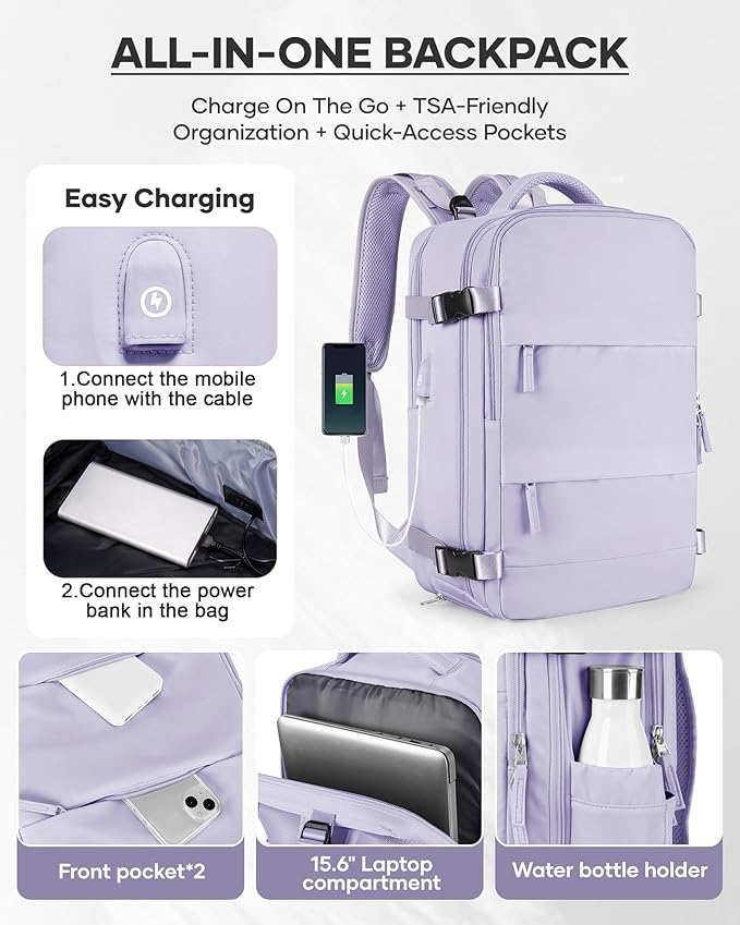 wepadre Vacuum Travel Backpack with Pump Travel Backpack with Vacuum System Easy Vac Pack Backpacks Vacpack Compression Backpacks Mochila de Viaje Compresion al Vacio Purple