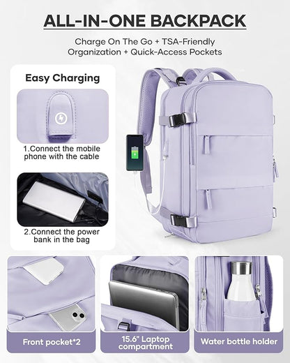 wepadre Vacuum Travel Backpack with Pump Travel Backpack with Vacuum System Easy Vac Pack Backpacks Vacpack Compression Backpacks Mochila de Viaje Compresion al Vacio Purple