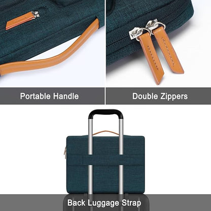 MOSISO 360 Protective Laptop Case 15 inch, 15 inch Laptop Sleeve Compatible with MacBook Air M4 M3 M2 2025 2024 2023, Dell XPS Plus, Side Open Carrying Case with 4 Zipper Pockets&Handle, Teal Green