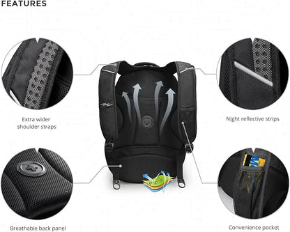 Swissdigital Design Men's Laptop Backpack for College and Business Travel with Integrated USB Charging Port and RFID Protection Fits Laptops up to 15.6 in, Black | J14-BR