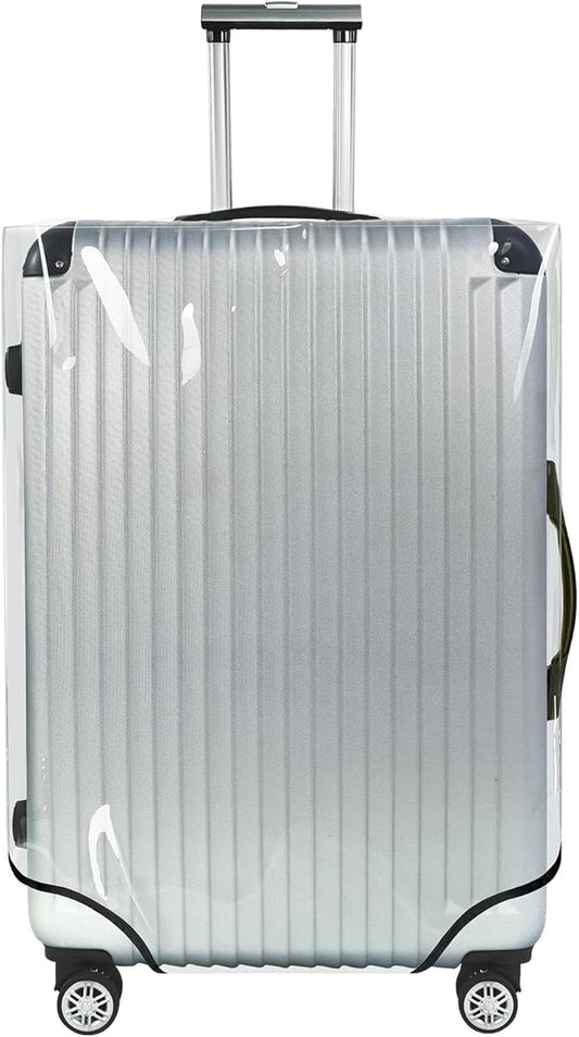 Explore Land Clear Luggage Cover Tough Protector Fits for 24 Inches Suitcase for Travel Airplane (PVC, M)
