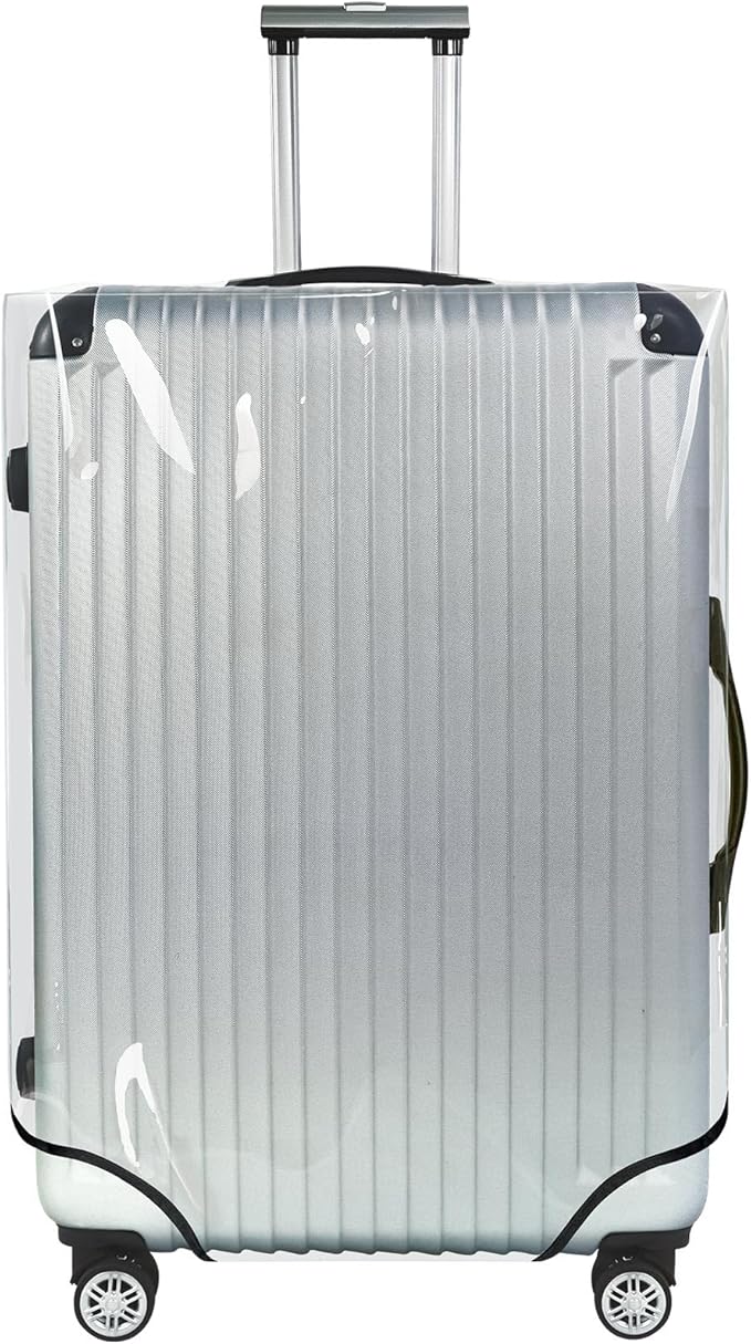 Explore Land Clear Luggage Cover Tough Protector Fits for 30 Inches Suitcase for Travel Airplane (PVC, XL)