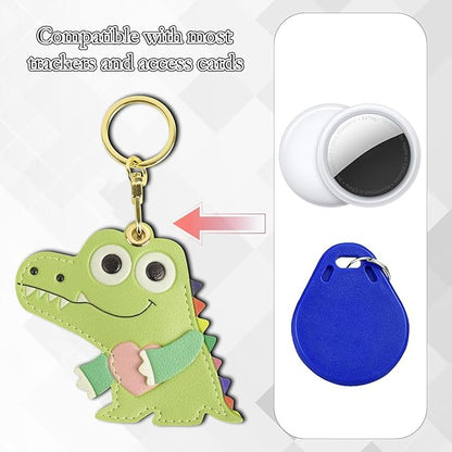 Leather Keychain Case Holder Compatible with Apple AirTag, GPS Airtag Keychain Finder Tracker with Key Ring, Anti-Scratch Protective Air Tag Cover